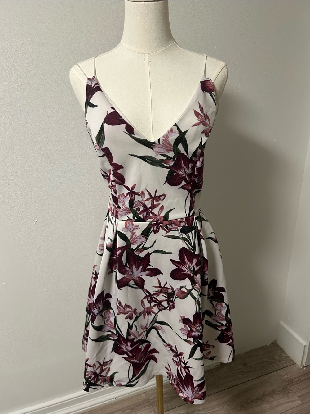 Charlotte Russe Floral Midi Slip Dress in White and Purple